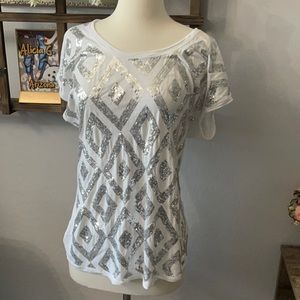 Cute shimmer silver INC ladies top nwot